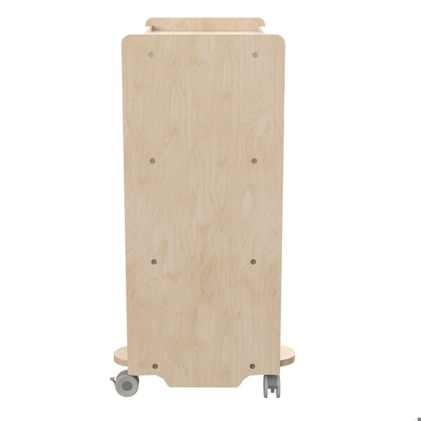 Flash Furniture Bright Beginnings Commercial Grade Space Saving 4 Shelf Wooden Mobile Classroom Storage Cart with Locking Caster Wheels, Kid Friendly Design, Natural - MK-KE24114-GG