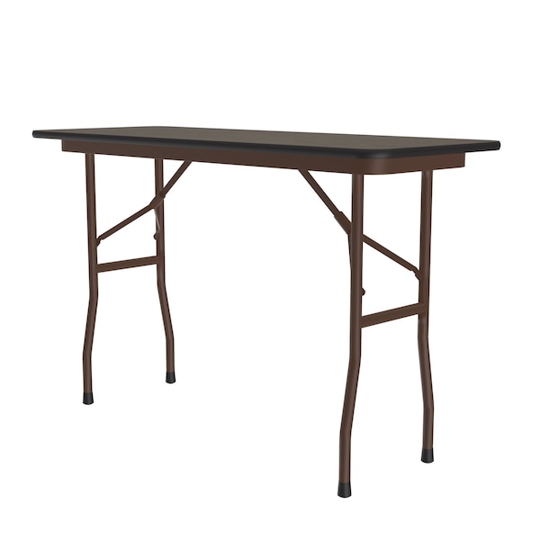 Correll Rectangle Commerical Folding Utility Table, 18" W, 48" L, 29" H, Melamine Laminate Top, Walnut - CF1848M-01
