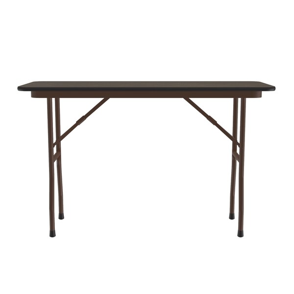 Correll Rectangle Commerical Folding Utility Table, 18" W, 48" L, 29" H, Melamine Laminate Top, Walnut - CF1848M-01