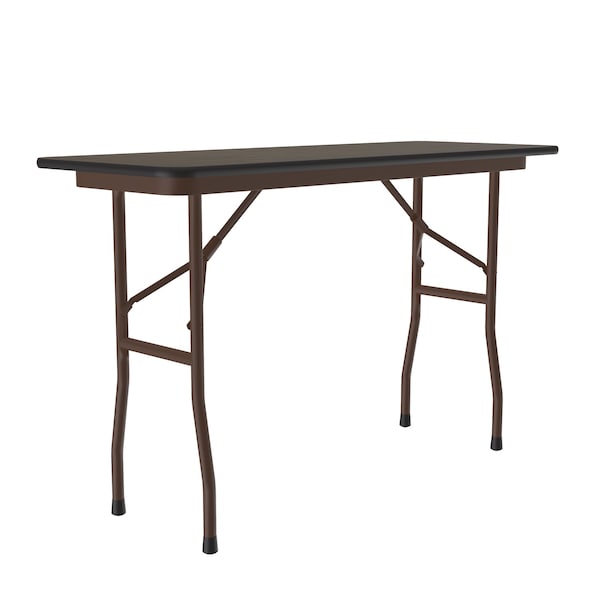 Correll Rectangle Commerical Folding Utility Table, 18" W, 48" L, 29" H, Melamine Laminate Top, Walnut - CF1848M-01