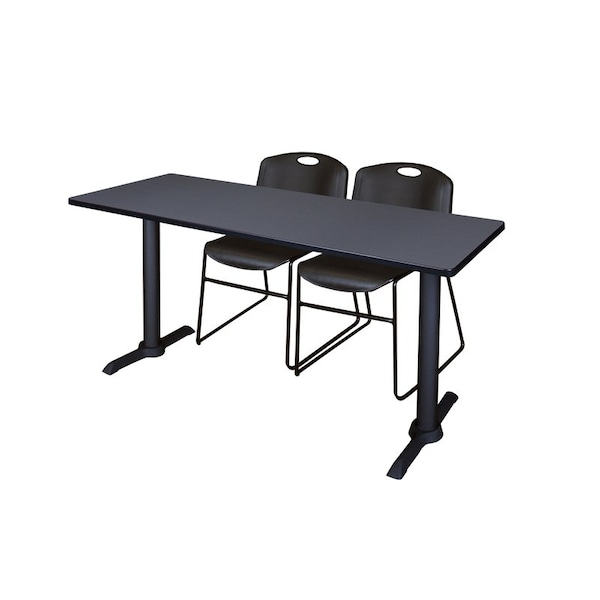 Cain Rectangle Tables > Training Tables > Cain Training Table & Chair Sets, 66 W, 24 L, 29 H, Grey - MTRCT6624GY44BK