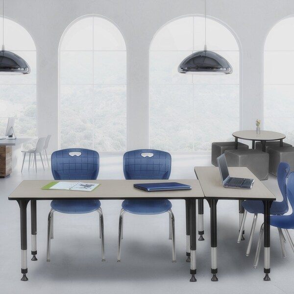 Kee Tables > Height Adjustable > Rectangular Classroom Tables, 66 W, 24 L, 23-34 H, Wood|Metal, Maple - MT6624PLAPBK