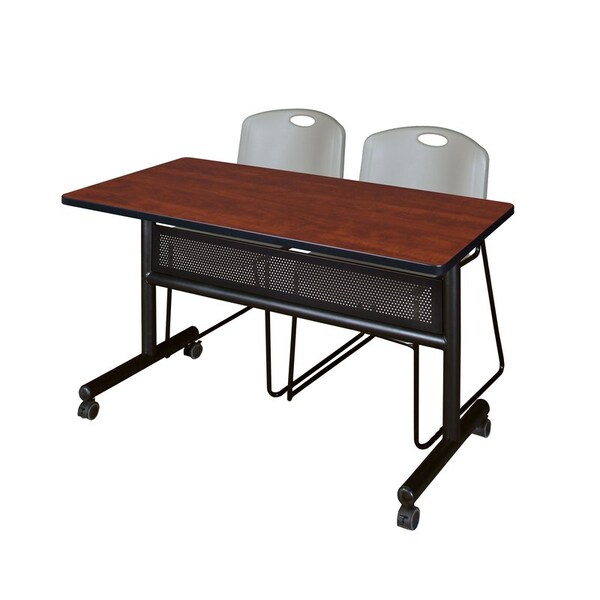 Kobe Rectangle FlipTop Table, 48" W, 29" H, Laminate Top, Cherry - MKFTM4824CH44GY