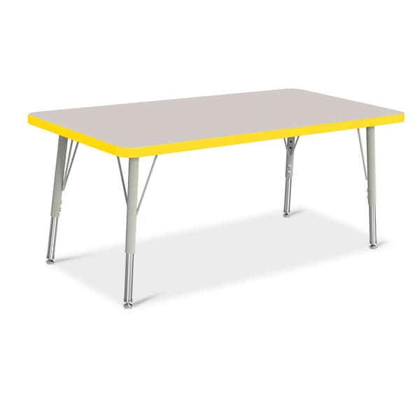 Jonti-Craft Berries Rectangle Activity Table, 24 in. x 48 in., E-height, Freckled Gray/Yellow/Gray - 6403JCE007