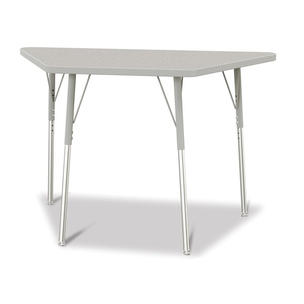 Jonti-Craft Berries Trapezoid Activity Tables, 24 in. x 48 in., A-height 24 in.-31 in., Freckled Gray - 6438JCA000