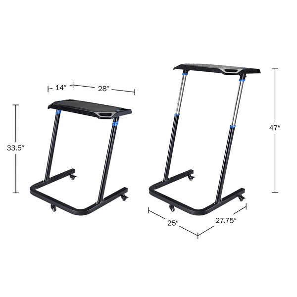 Rad Sportz Adjustable Bike Desk - Rolling Laptop Cart for Stationary Bike or Trainer - Exercise While Working - 83-DT5086