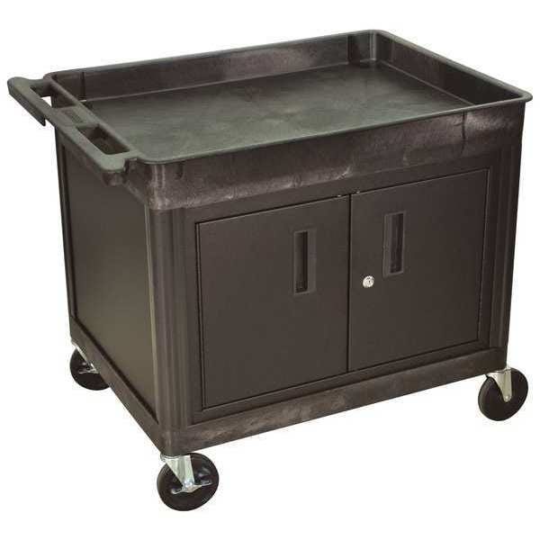 Luxor Utility Cart - Large Top Tub and Flat Bottom Shelf Cart with Cabinet - TC12C-B