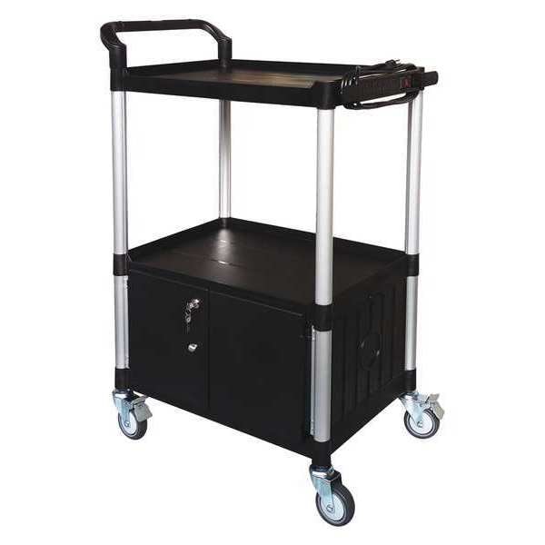 Zoro Select Cart with Cabinet, 47-1/4 in. H, Black - 45NP04