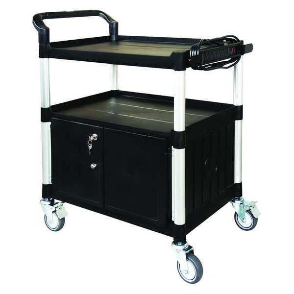 Zoro Select Cart with Cabinet, 37-3/16 in. H, Black - 45NP02