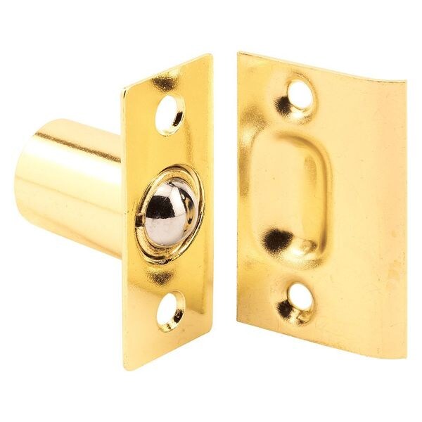 Primeline Tools Ball Catch and Strike, 1 in. x 2-1/4 in., Steel, Brass Plated Finish (2 Pack) - MP9132