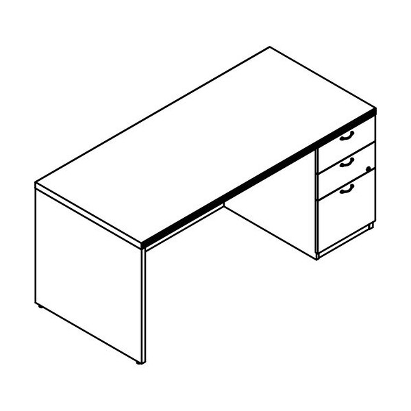 Groupe Lacasse Desk, Right Single Ped, BBF, 66inWx30inDx29-1/2inH, Niagara - LAS72DS3066UFA