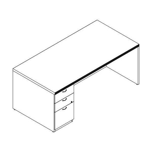 Groupe Lacasse Desk, Classic Handle, BBF, 66inWx30inDx29-1/2inH, Sahara - LAS71KUF3066SR