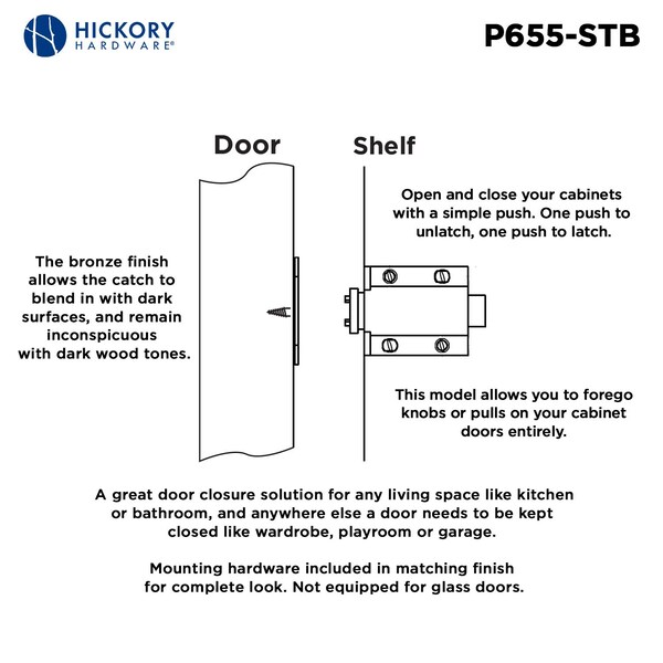 Hickory Hardware Catch 7/8 Inch Center to Center - P655-STB