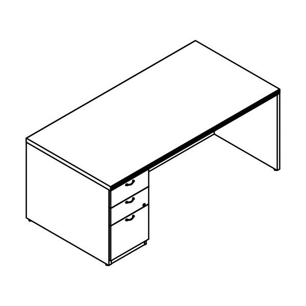Groupe Lacasse Desk, Left Single Ped, BBF, 72inWx36inDx29-1/2inH, Niagara - LAS72DUF3672SA