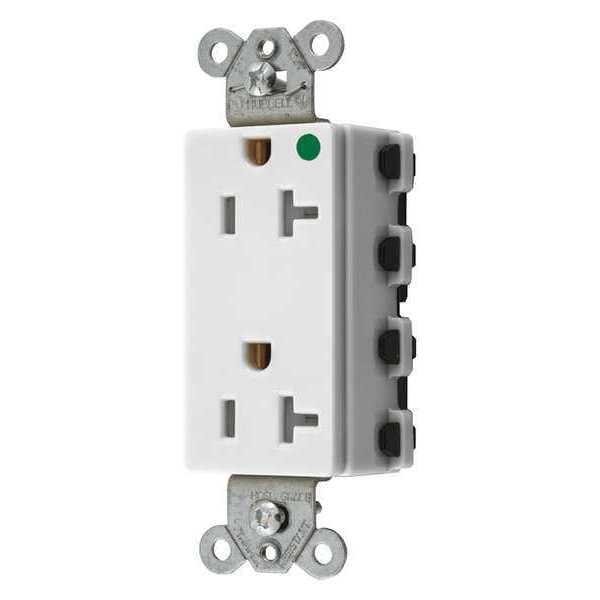 Receptáculo Hubbell, 20 amperios, 125V AC, montaje al ras, toma doble estándar, 5-20R, color blanco - SNAP2182WTRA