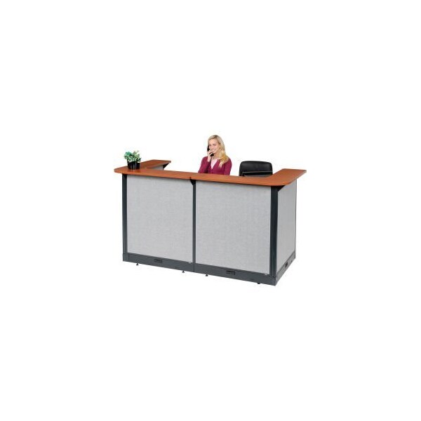 Global Equipment Interion    U-Shaped Electric Reception Station, 88"W x 44"D x 46"H, Cherry Counter, Gray Panel - 249008ECG
