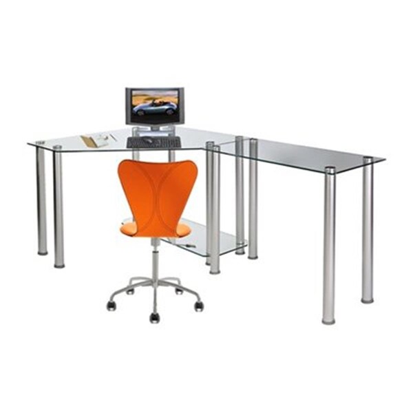Rta Home And Office Clear Tempered Glass Corner Computer Desk with Right Extention table - RT441582