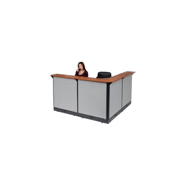 Global Equipment Interion    L-Shaped Electric Reception Station, 80"W x 80"D x 46"H, Cherry Counter Gray Panel - 249009ECG