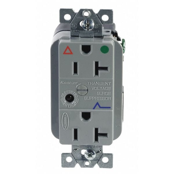 Receptáculo Hubbell, 20 amperios, 125V AC, montaje a ras, tomacorriente doble decorativo, 5-20R, gris - IG8362GYSA