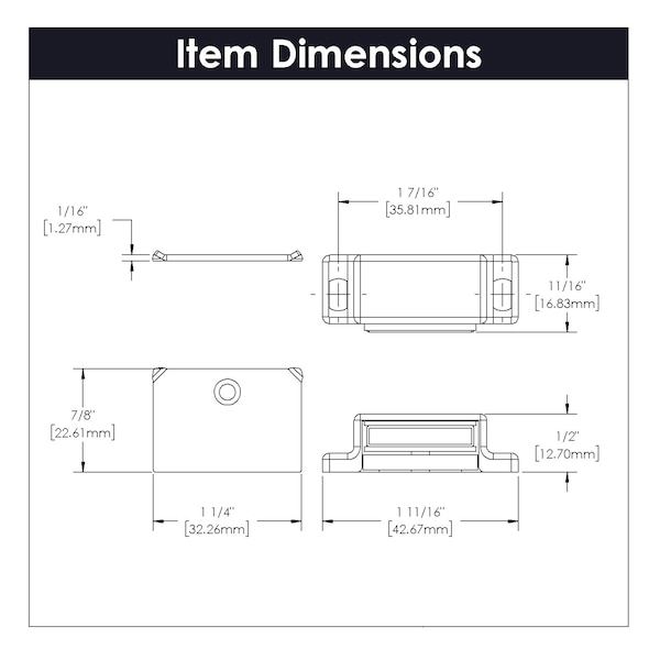 Hickory Hardware Catch 1-7/16 Inch Center to Center - P109-W