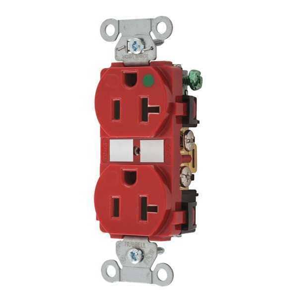 Receptáculo Zoro Select, 20 amperios, 125V CA, montaje al ras, toma doble estándar, 5-20R, rojo - BRY8300HBRED