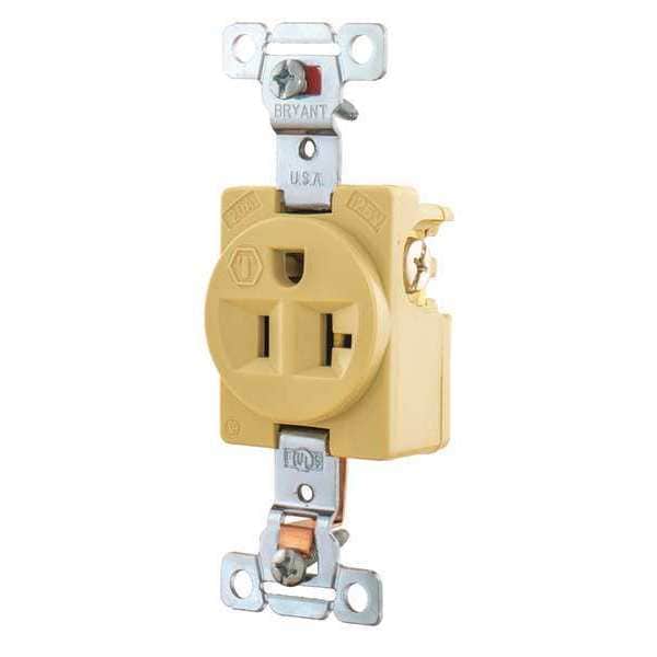 Receptáculo Zoro Select, 20 amperios, 125V CA, montaje a ras de la pared, salida única, 5-20R, marfil - 5361I