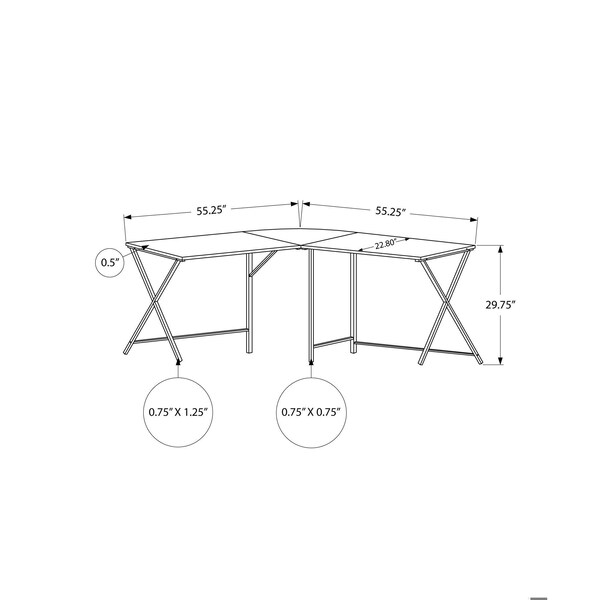 Homeroots 55 in. White Top & Black Metal Corner Computer Desk - 376540