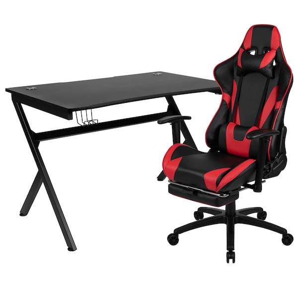 Flash Furniture Black Gaming Desk-Cup Holder/Reclining Chair Set - BLN-X30D1904-RD-GG