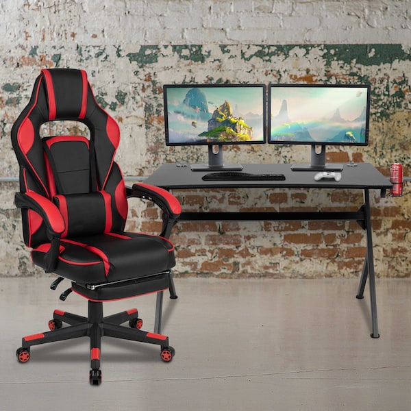 Flash Furniture Black Gaming Desk-Cup Holder/Reclining Chair Set - BLN-X40D1904-RD-GG