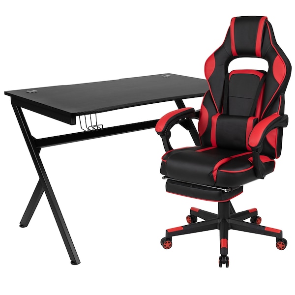 Flash Furniture Black Gaming Desk-Cup Holder/Reclining Chair Set - BLN-X40D1904-RD-GG