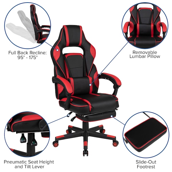 Flash Furniture Black Gaming Desk-Cup Holder/Reclining Chair Set - BLN-X40D1904-RD-GG