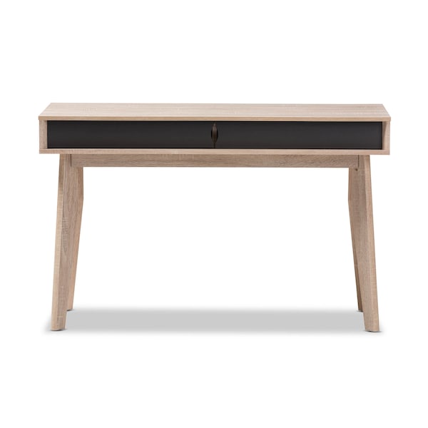 Baxton Studio Fella Mid-Century Modern 2-Drawer Oak and Grey Wood Study Desk - 138-7713