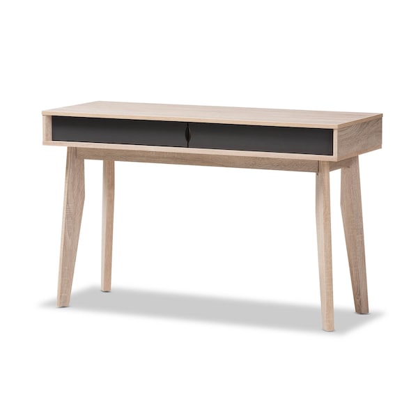 Baxton Studio Fella Mid-Century Modern 2-Drawer Oak and Grey Wood Study Desk - 138-7713