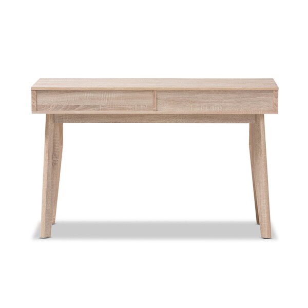 Baxton Studio Fella Mid-Century Modern 2-Drawer Oak and Grey Wood Study Desk - 138-7713