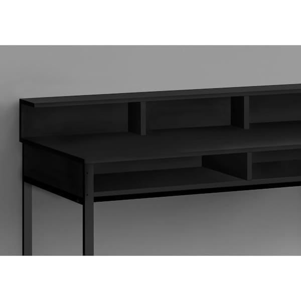 Monarch Specialties Computer Desk, Home Office, Standing, Storage Shelves, 48"L, Work, Laptop, Metal, Laminate, Black - I 7700