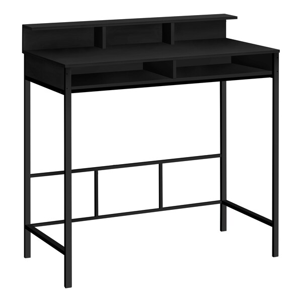 Monarch Specialties Computer Desk, Home Office, Standing, Storage Shelves, 48"L, Work, Laptop, Metal, Laminate, Black - I 7700