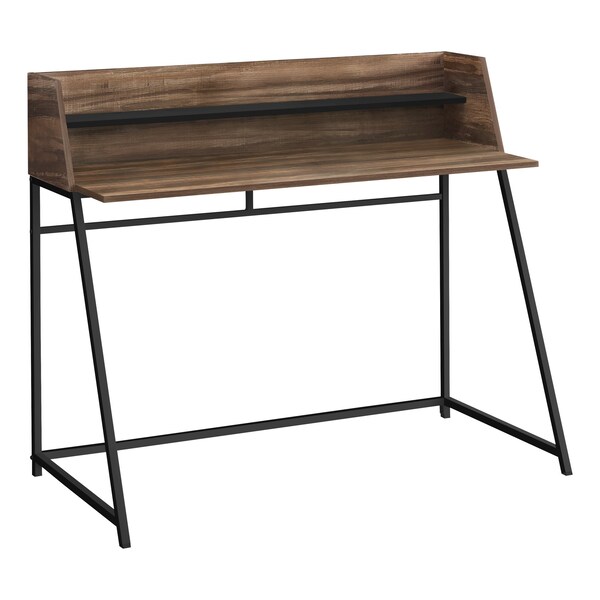 Monarch Specialties Computer Desk, Home Office, Laptop, Storage Shelves, 48"L, Work, Metal, Laminate, Brown, Black - I 7548