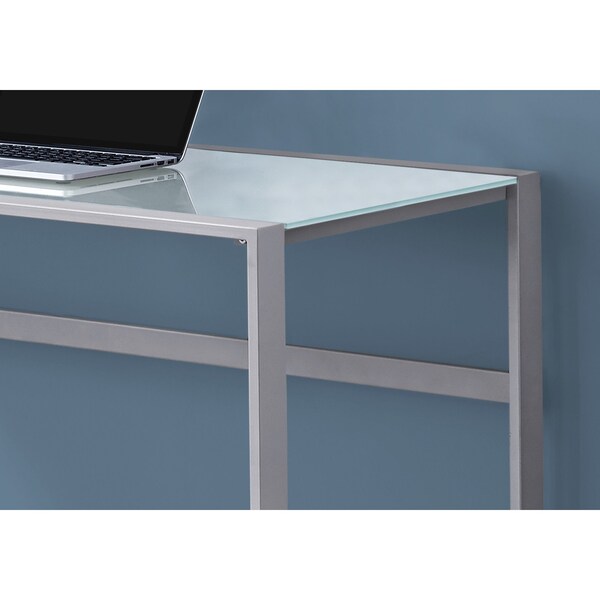 Monarch Specialties Computer Desk, Home Office, Laptop, 48"L, Work, Metal, Tempered Glass, Grey, Contemporary, Modern - I 7380