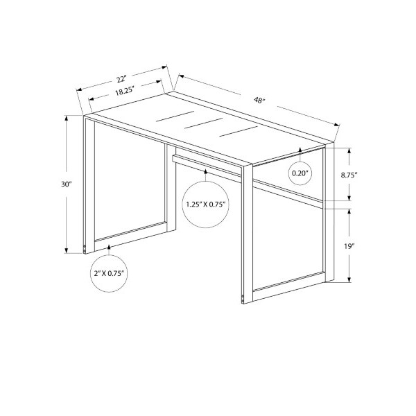 Monarch Specialties Computer Desk, Home Office, Laptop, 48"L, Work, Metal, Tempered Glass, Grey, Contemporary, Modern - I 7380