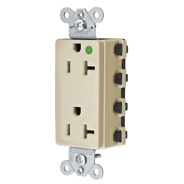 Contacto Hubbell, 20 A Amperios, 125V CA, Montaje al Ras, Salida Dúplex Decorativa, 5-20R, Marfil - SNAP2182IA