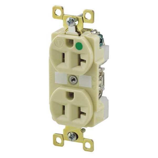 Receptáculo Zoro Select, 20 A Amperes, 125V CA, Montaje al Ras, Salida Doble Estándar, 5-20R, Marfil - 8300IL