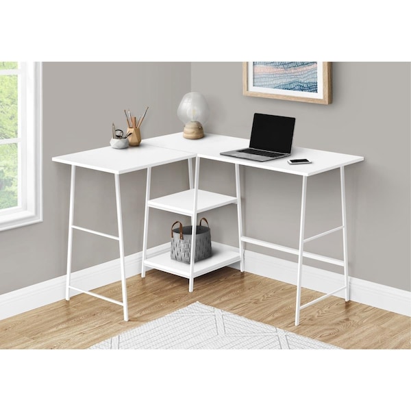 Daphnes Dinnette 48 in. White Top & Metal Corner Computer Desk - DA3076422
