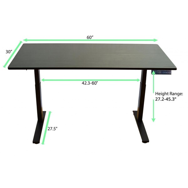 Homeroots Premier 45 in. Black Dual Motor Electric Office Adjustable Standing Desk - 397728