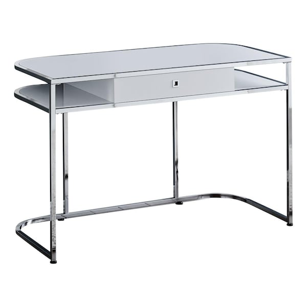 Daphnes Dinnette 48 x 23.75 x 31 in. Computer Desk - Glossy White - Chrome Metal - DA3070852