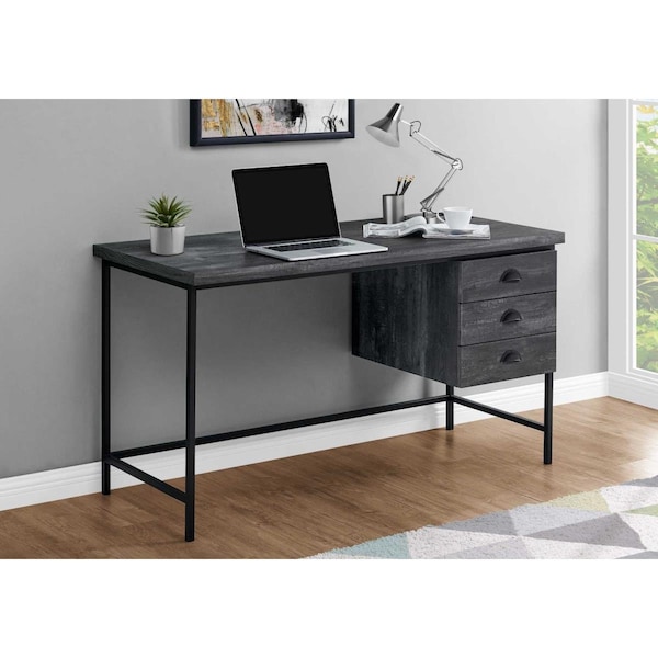 Gfancy Fixtures 30 in. Black Particle Board & Black Metal Computer Desk with a Hollow Core - GF3100144