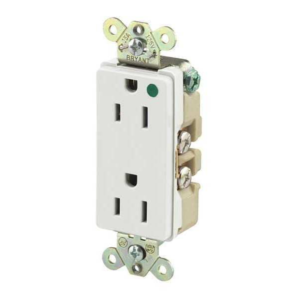 Receptáculo Zoro Select, 15 amperios, 125V AC, Montaje al ras, Salida dúplex Decorator, 5-15R, Blanco - 9200W