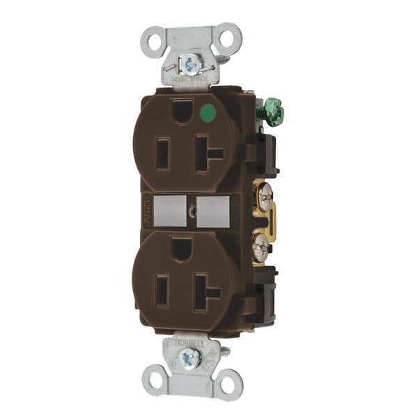 Zoro Select Receptáculo, 20 amperios, 125V AC, Montaje al Ras, Salida Dúplex Estándar, 5-20R, Café - 8300HB