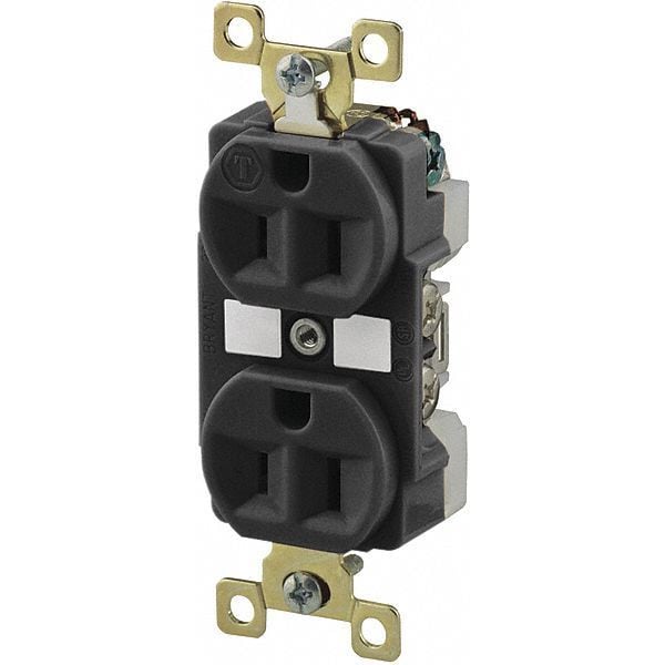 Receptáculo Zoro Select, 15 A Amperios, 125V CA, Montaje al Ras, Salida Dúplex Estándar, 5-15R, Negro - BRY5262BLKWR