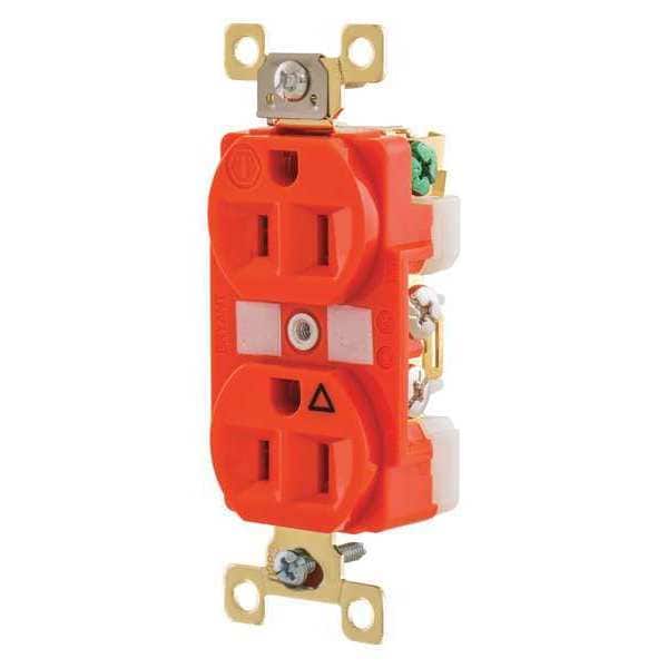 Receptáculo Zoro Select, 15 amperios, 125V CA, montaje al ras, toma de corriente dúplex estándar, 5-15R, color naranja - BRY5262IG