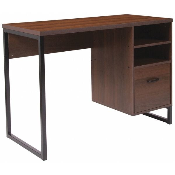 Flash Furniture Computer Desk Computer Desk, Black Metal Frame, Coffee, 19-1/2" D X 29-1/2" H, 41-1/4" W X Laminate - NAN-NJ-HD10168-GG